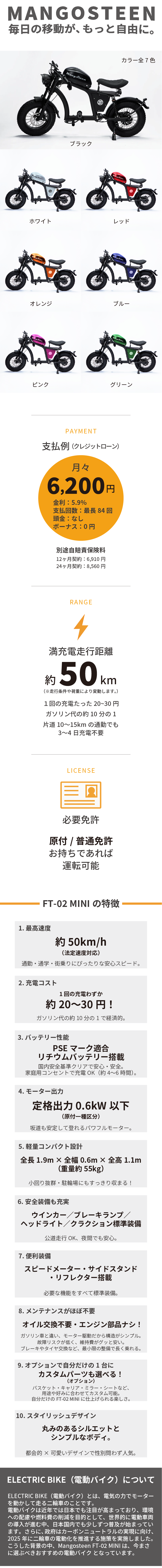 電動バイクMANGOSTEEN詳細